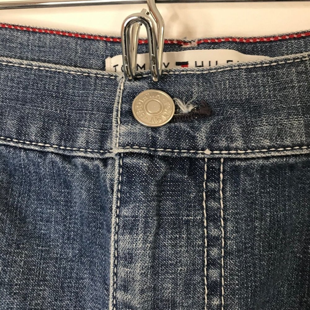 Vintage 90s Tommy Hilfiger Jean Denim Skirt Size 16 Painter Carpenter Pockets - Picture 5 of 12
